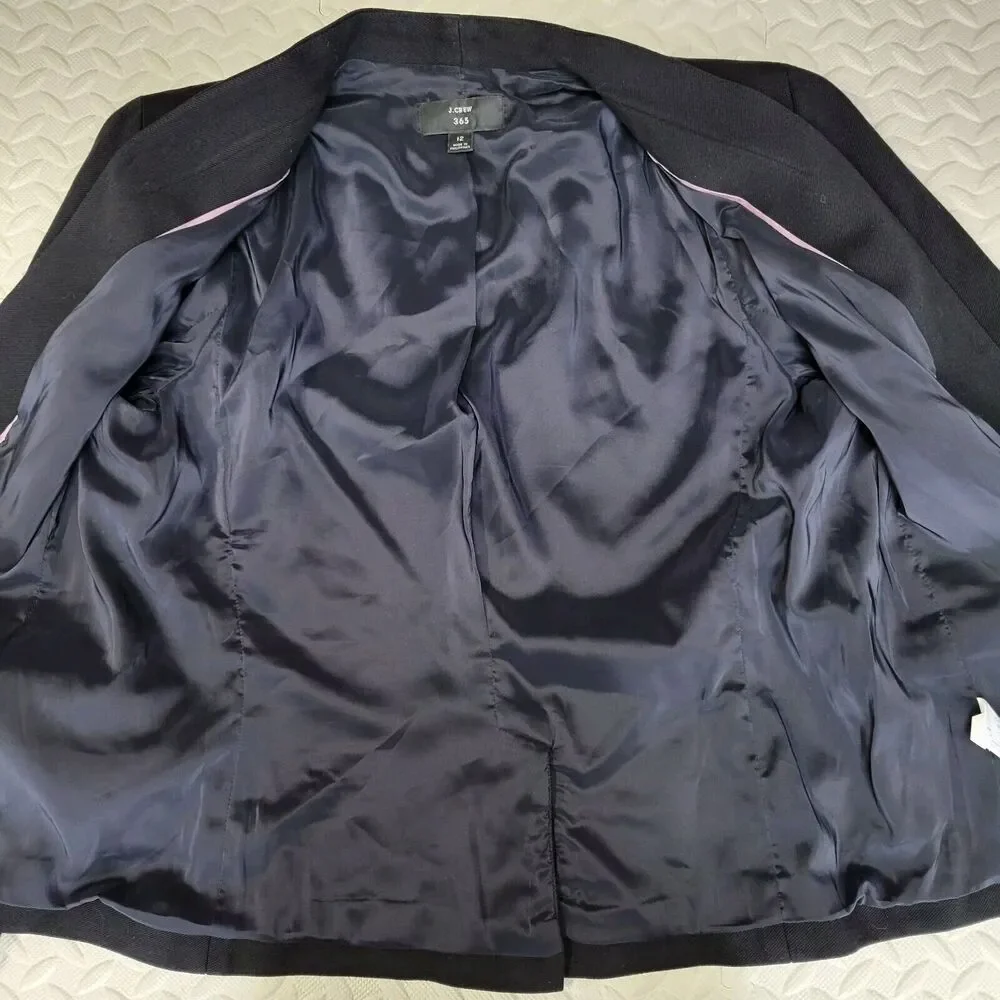 J Crew 365 Black Blazer Women 8 Medium Open Front Collarless Minimalist Corpcore